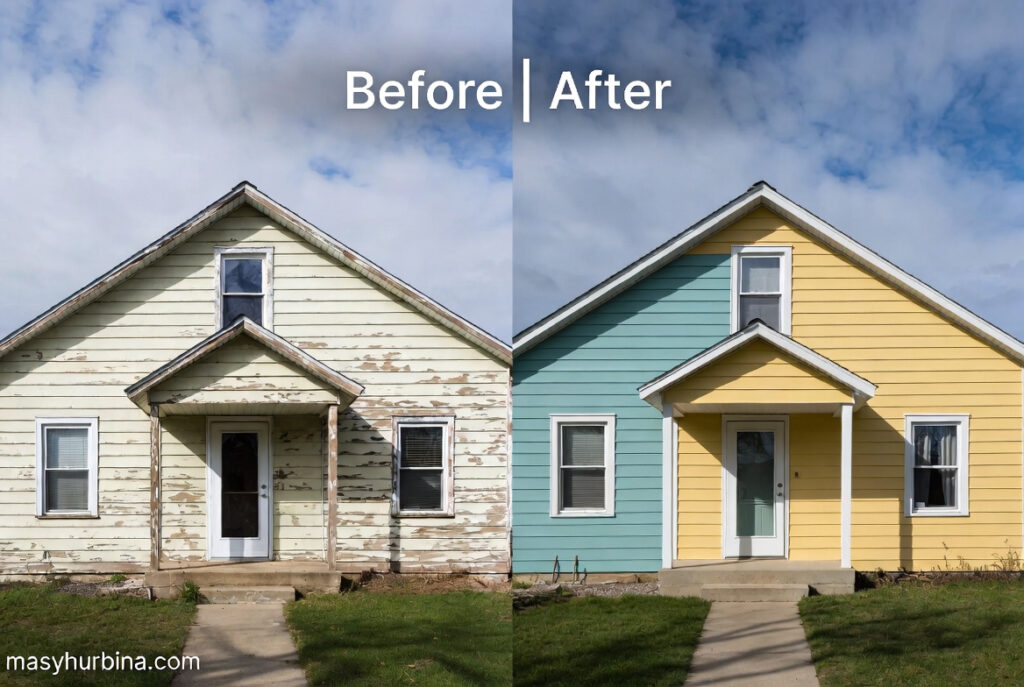 house exterior painting before and after
