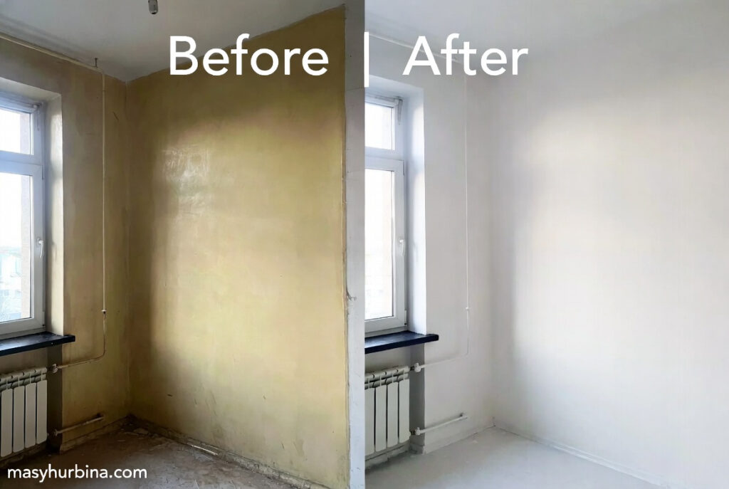 interior wall painting before and after